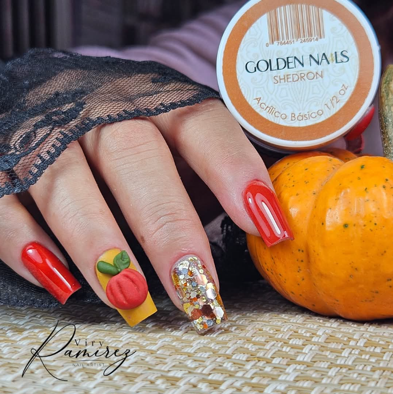 ACRILICO SHEDRON GOLDEN NAILS